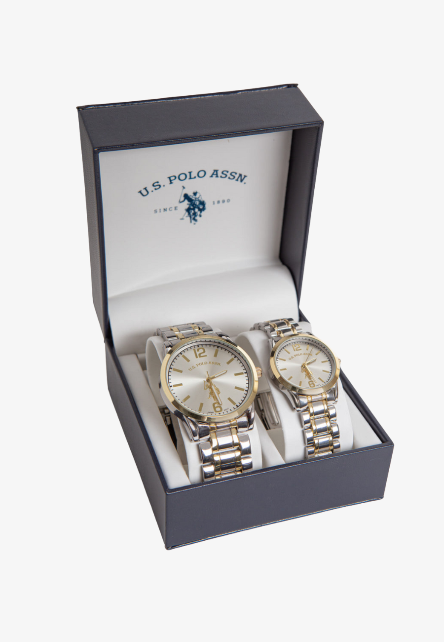 U.S. Polo Assn. His and Her Two-Tone Watch Set