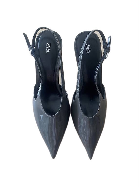ZARA Black Patent Slingback Heels