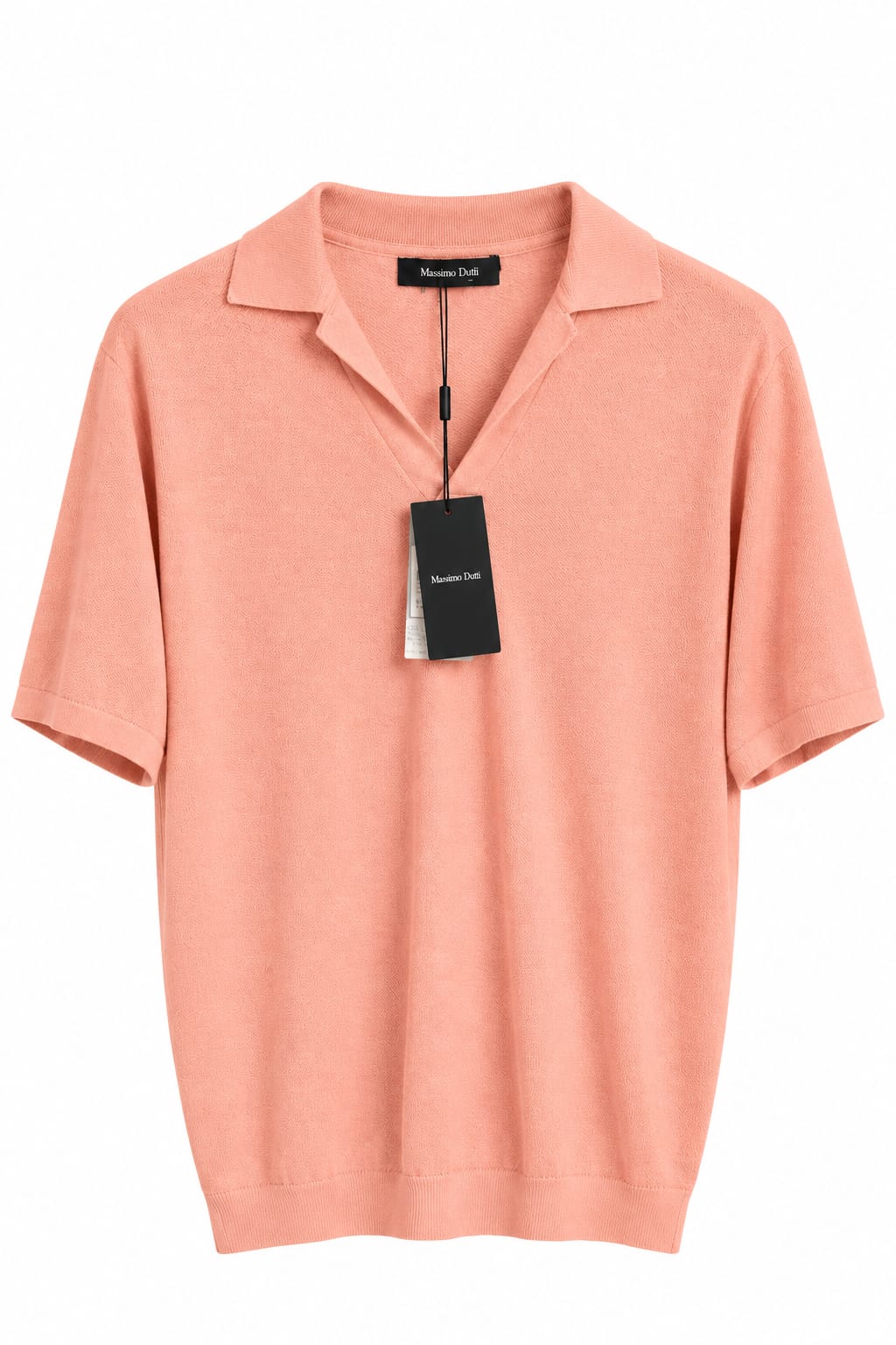 short-sleeve knitted polo shirt with a V-neck opening and a collar,