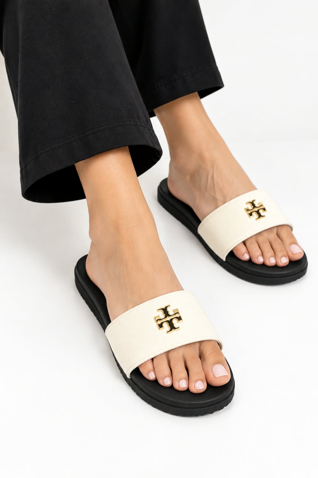 Tory Burch Dark Caramine Double T-Sport Slide