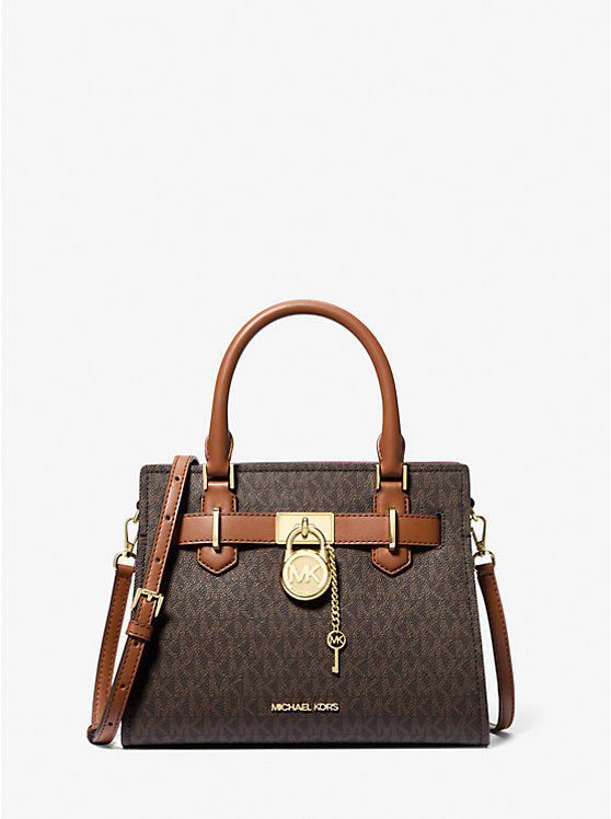MICHAEL KORS MK Hamilton Small Logo Satchel Brown Bag