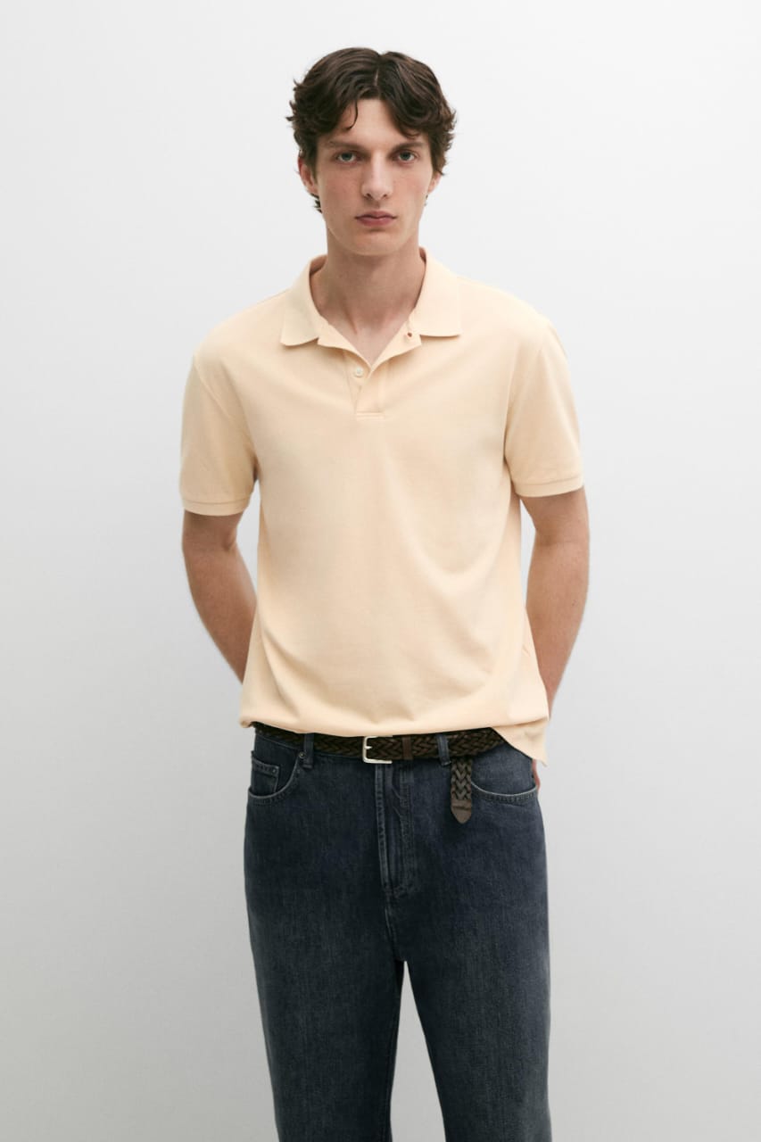 Massimo Dutti textured cotton blend polo shirt