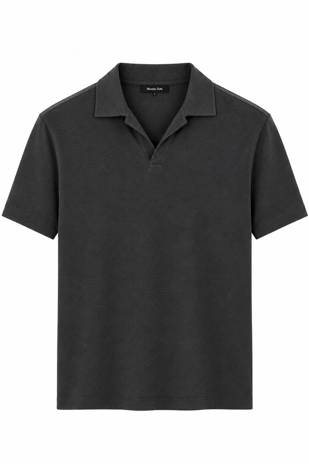 dark grey or charcoal short-sleeve polo shirt