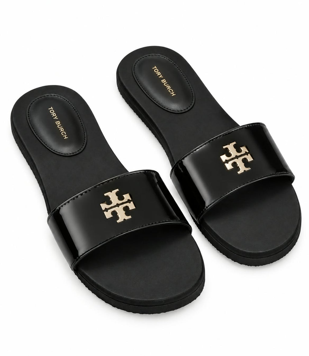 Tory Burch Double T-Logo Black Slides