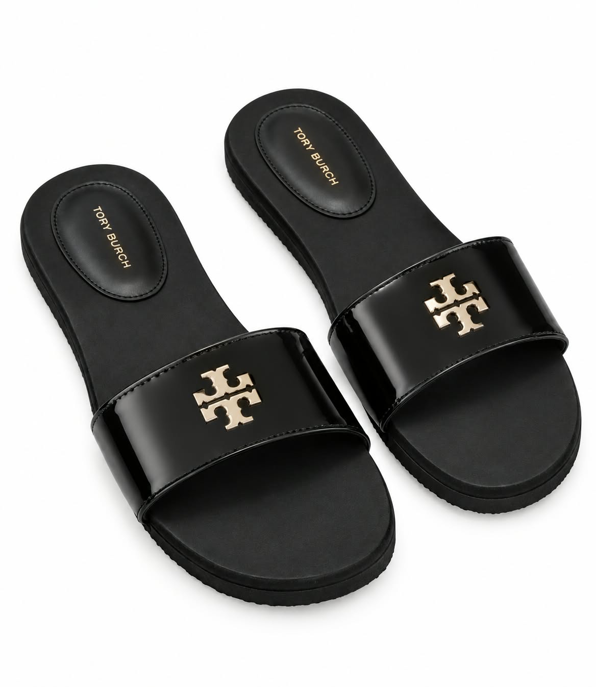 Tory Burch Double T-Logo Black Slides