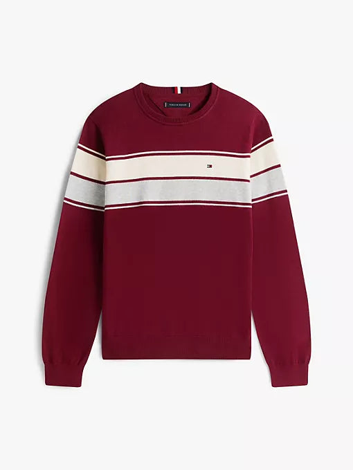 Block-Stripe Crewneck Sweater