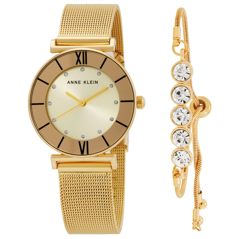 Quartz Gold Dial Ladies Watch and Bracelet Set