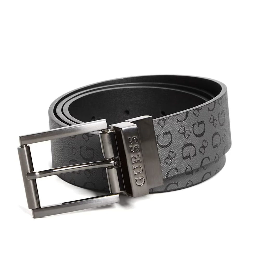 GUESS men's reversible black monogram logo belt