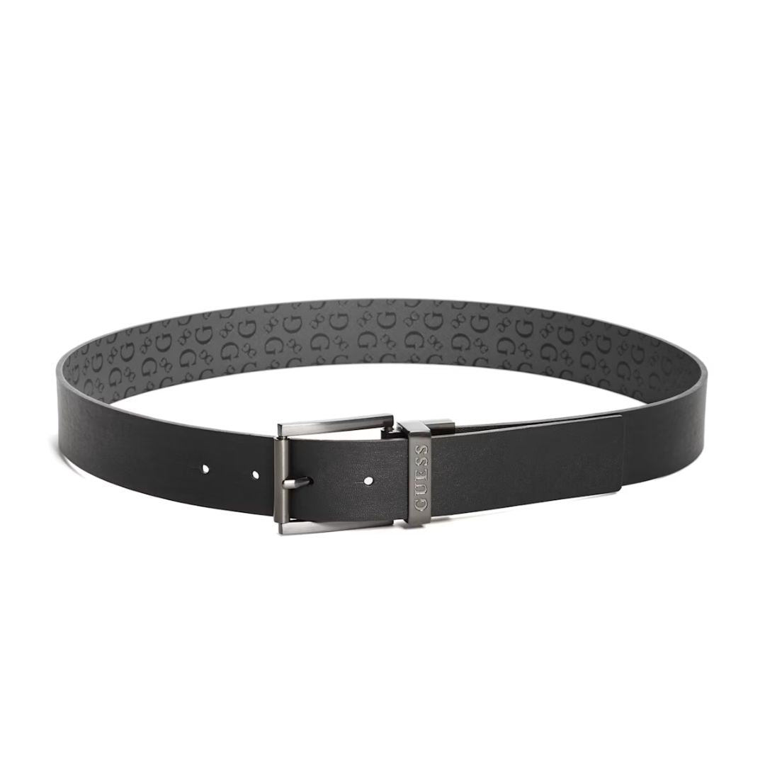 GUESS men's reversible black monogram logo belt
