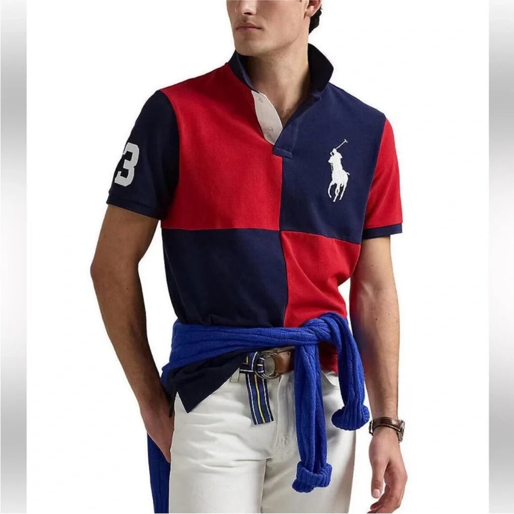 Polo Ralph Lauren Classic Fit Big Pony Color Block Mesh Short Sleeve Polo Shirt