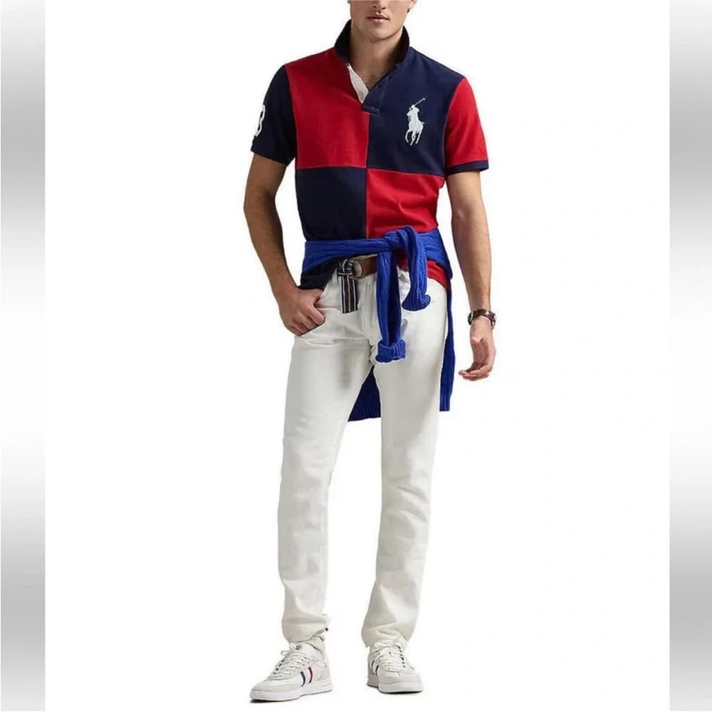 Polo Ralph Lauren Classic Fit Big Pony Color Block Mesh Short Sleeve Polo Shirt