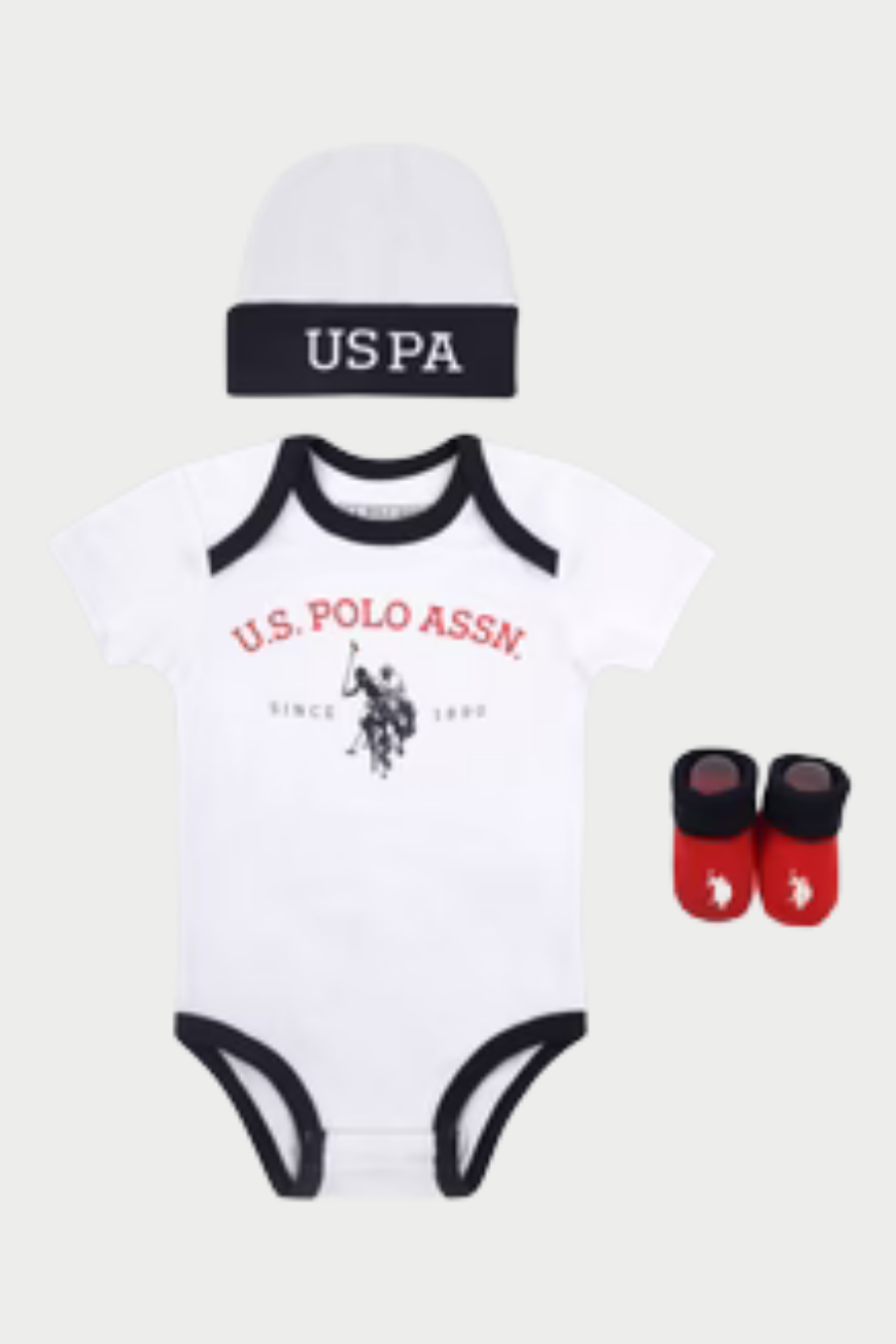 US POLO Baby 3 Piece Boxed Gifting Set in Bright White