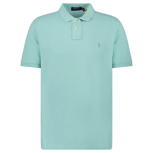 Polo Ralph Lauren Cotton Mesh Custom Slim Fit Polo Shirt in Celadon