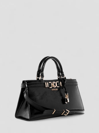 Black cirene triple compartment satchel bag