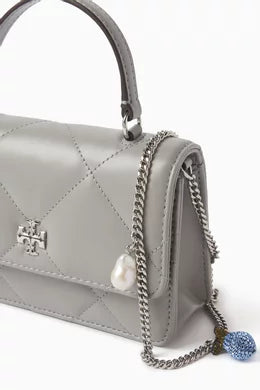 Tory Burch Mini Kira Diamond Quilt Chain Wallet in Nappa Leather