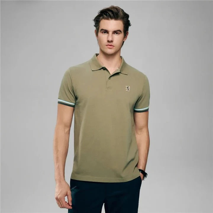 Men's Slim Fit Embroidery Solid Polo