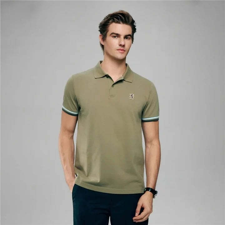 Men's Slim Fit Embroidery Solid Polo
