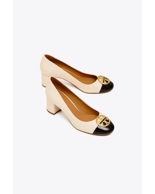 Tory Burch Women's Color Block New Cream Black Chelsea Pumps Shoes